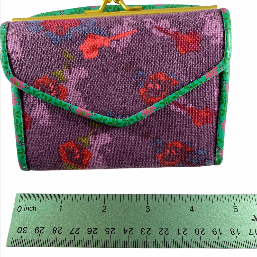 Loop canvas floral wallet purple w/ red roses